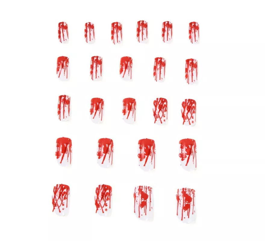 Translation missing: de.Pack de 24 Uñas Postizas Halloween rojo y blanco