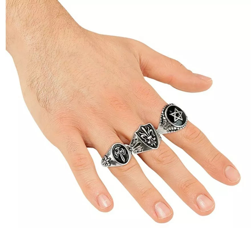Translation missing: de.Pack de 3 Anillos Góticos surtidos