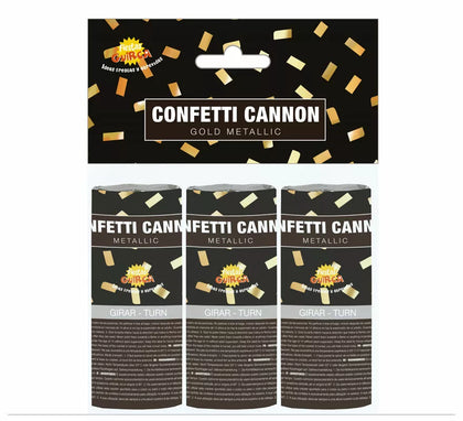Pack de 3 Cañones Kabuki Confetti Oro de 10.5 cm