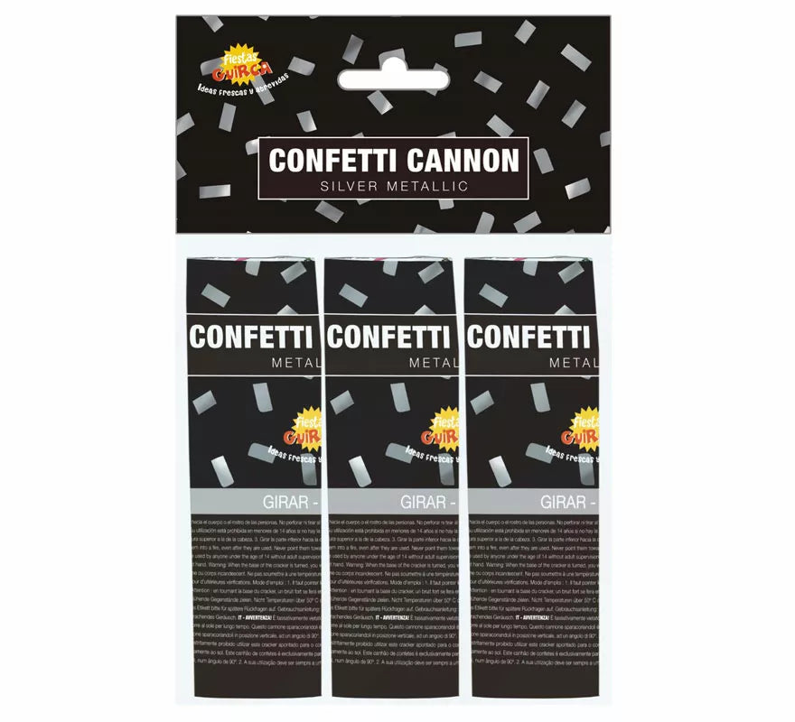 Translation missing: de.Pack de 3 Cañones Kabuki Confetti Plata de 10.5 cm