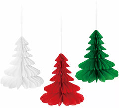 3er-Packung Wabenförmige Weihnachtsbaumkugeln, 10 cm