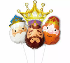 Dreierpack Folienballons mit Kronenmotiv