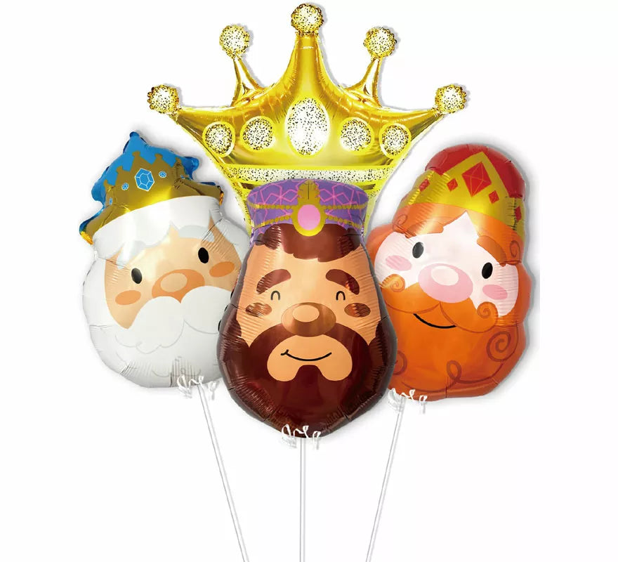 Translation missing: de.Pack de 3 Globos Foil Reyes Magos con Corona
