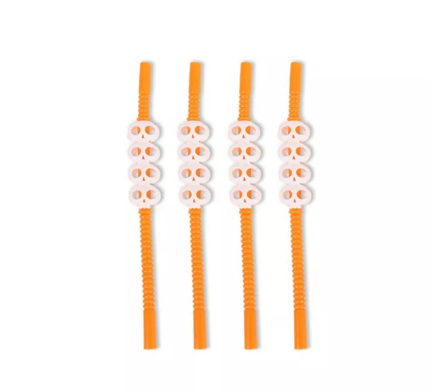 Translation missing: de.Pack de 4 Pajitas Calavera naranja