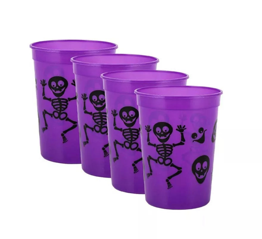 Translation missing: de.Pack de 4 Vasos de Plástico de Esqueletos de 10x8x6 cm en varios colores
