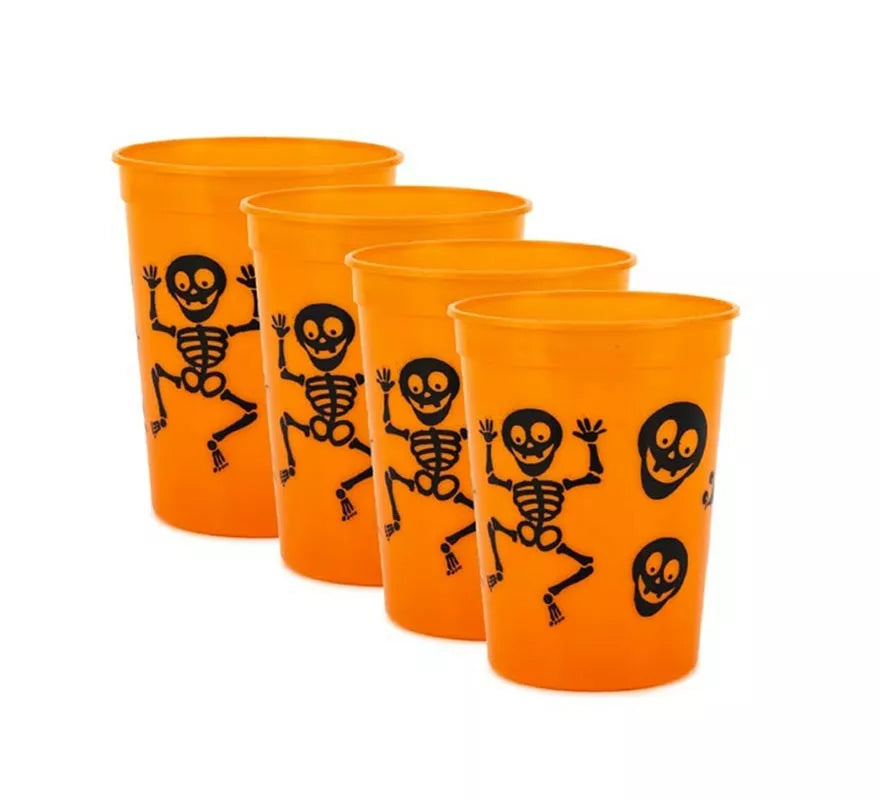 Translation missing: de.Pack de 4 Vasos de Plástico de Esqueletos de 10x8x6 cm en varios colores