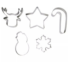 Packung mit 5 Weihnachtsplätzchenformen in Metallic-Optik