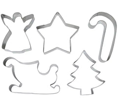 Packung mit 5 Weihnachtsplätzchenformen in Metallic-Optik