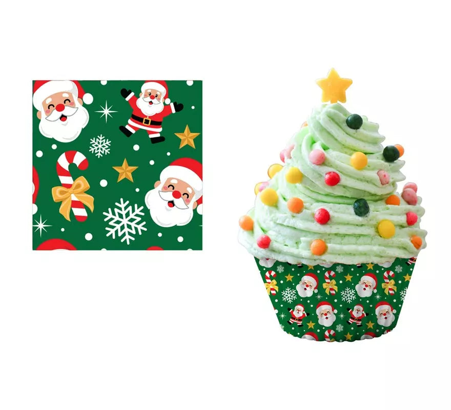 Translation missing: de.Pack de 50 Moldes de Papel para Cupcakes de Papá Noel de 5 cm