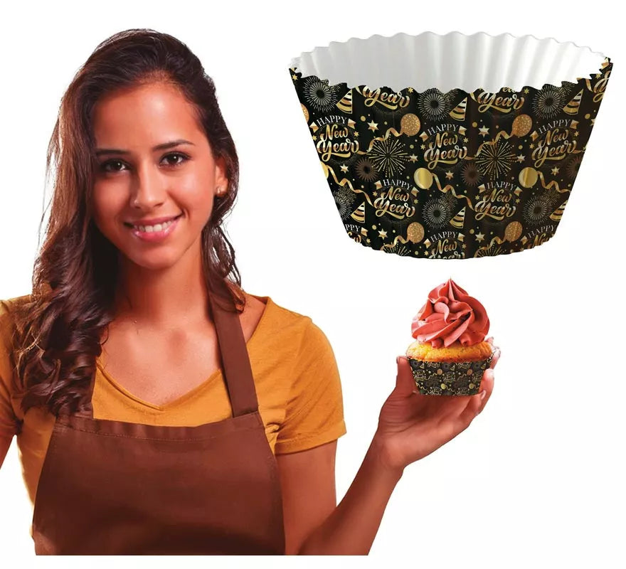 Translation missing: de.Pack de 50 papeles de Cupcake Happy New Year de 5 cm
