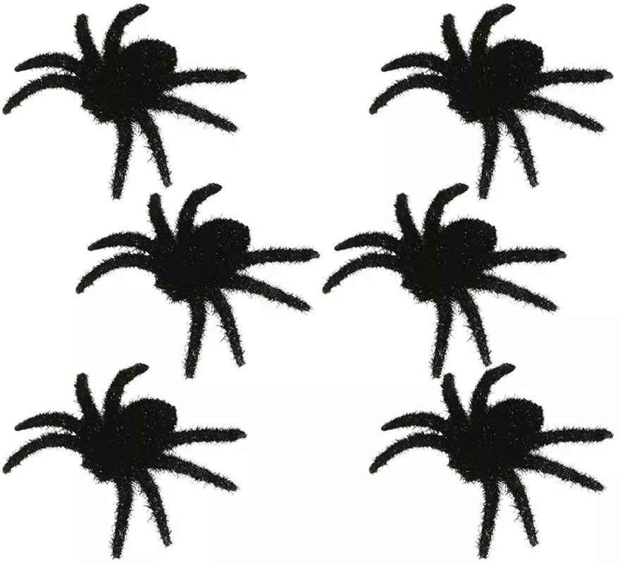 Translation missing: de.Pack de 6 Arañas Peludas Negras 6 cm