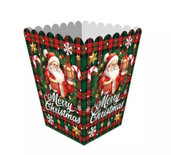 Packung mit 6 Weihnachtsmann-Popcorntüten aus Papier mit den Maßen 18 x 10,5 cm