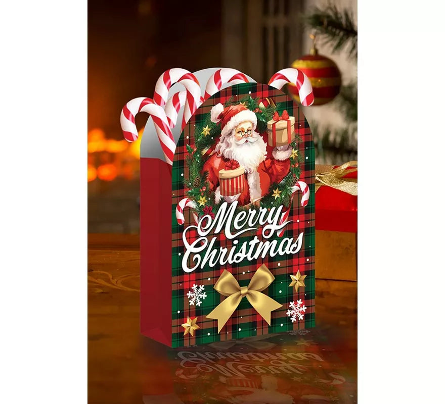 Pack de 6 Bolsas para Caramelos Papá Noel de papel de 16,5x11 cm