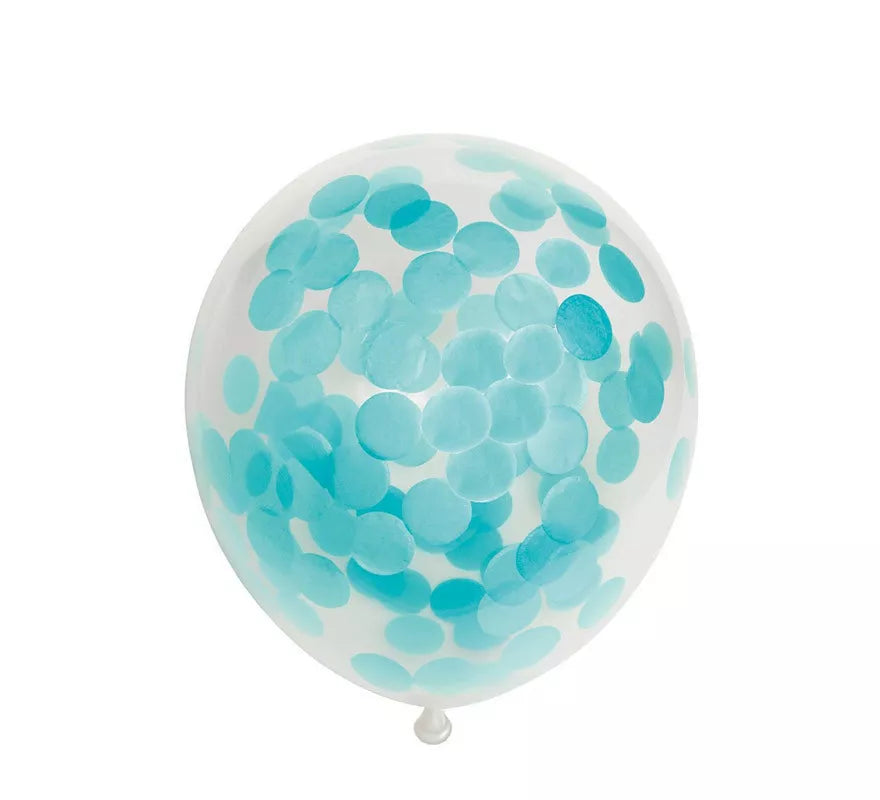 Translation missing: de.Pack de 6 Globos Confetti de papel color Azul Bebé de 30 cm
