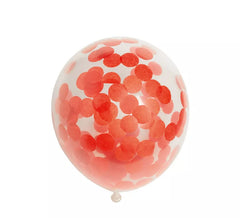 Packung mit 6 roten Konfetti-Papierballons 30 cm