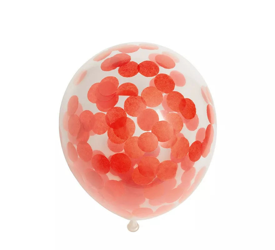 Translation missing: de.Pack de 6 Globos Confetti de papel color Rojo de 30 cm