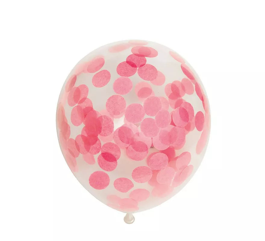 Pack de 6 Globos Confetti de papel color Rosa Bebé de 30 cm