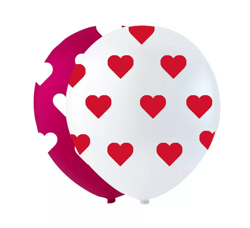 Translation missing: de.Pack de 6 Globos de Corazones Rojos o Blancos de 25 cm
