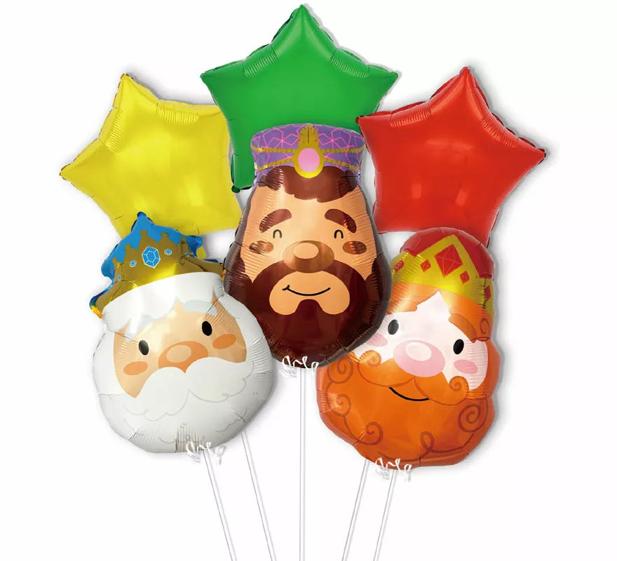 Translation missing: de.Pack de 6 Globos Foil Reyes Magos con Estrellas