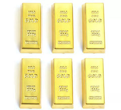 6er-Pack Goldbarren-Imitate, 6 x 3 cm