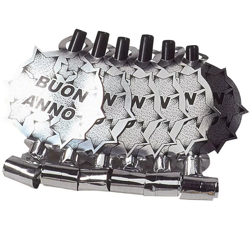 Translation missing: de.Pack de 6 Matasuegras Plateadas 'Buon Anno' para Nochevieja