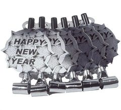 6er-Pack Silberbläser 'Happy New Year' für Silvester