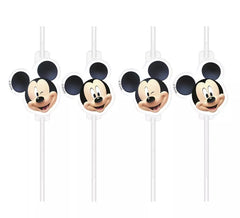 Packung mit 6 Mickey-Mouse-Papierstrohhalmen