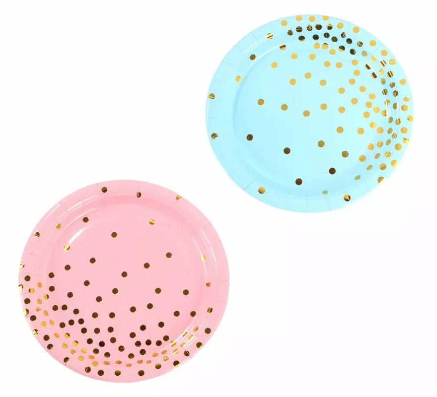 Translation missing: de.Pack de 6 Platos de cartón con lunares dorados de 18 cm en varios colores