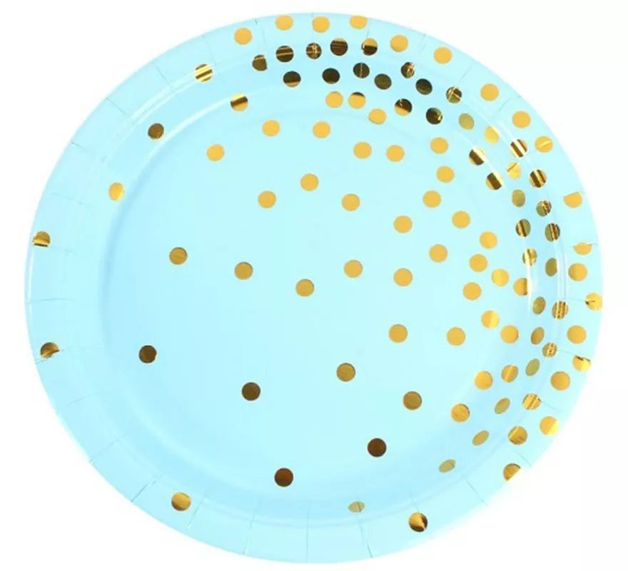 Translation missing: de.Pack de 6 Platos de cartón con lunares dorados de 18 cm en varios colores