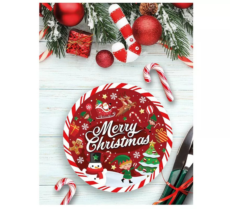 Translation missing: de.Pack de 6 Platos de Merry Christmas de 23 cm