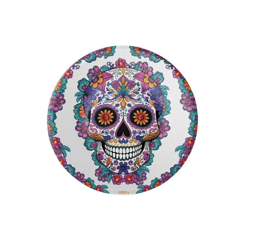 Translation missing: de.Pack de 6 Platos Día de los Muertos blanco de 18 cm
