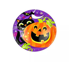 Packung mit 6 Tellern mit Halloween-Nacht-Motiv, 18 cm
