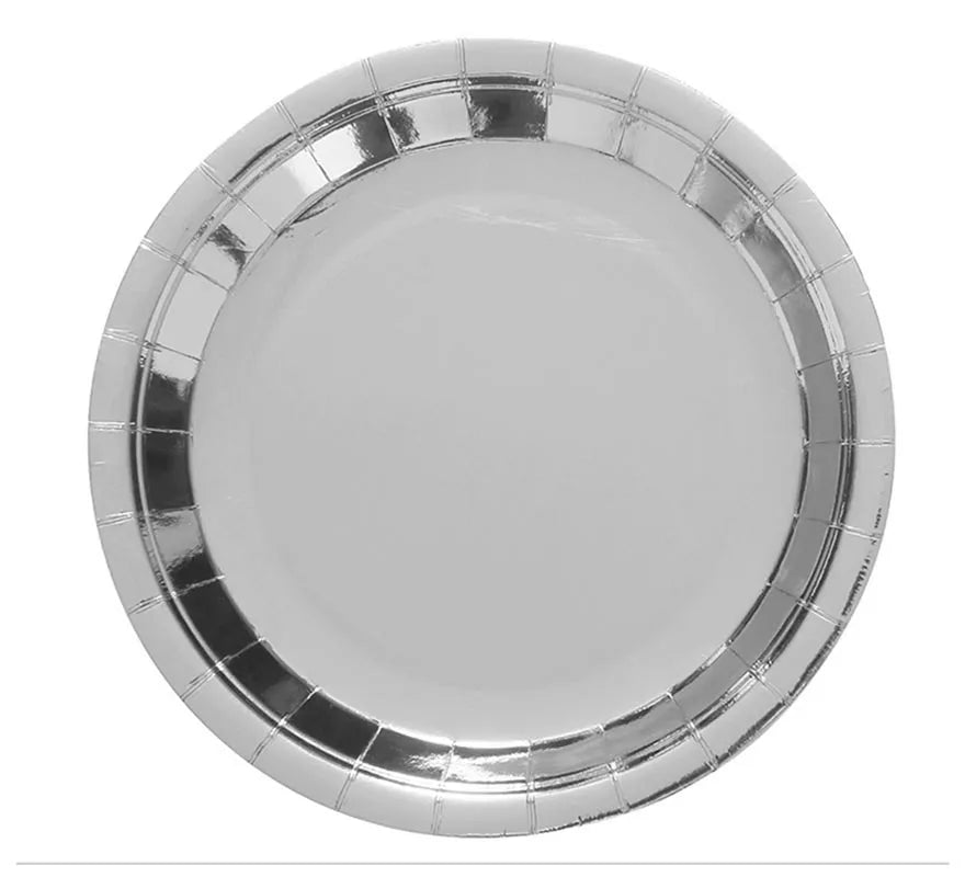 Pack de 6 Platos Plateados de 23 cm