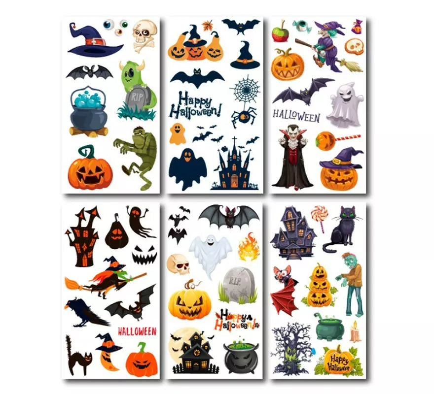 Translation missing: de.Pack de 6 Tatuajes Halloween en modelos surtidos de 6,8 cm
