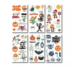 Packung mit 6 orange leuchtenden Tattoos in verschiedenen 6,8-cm-Modellen