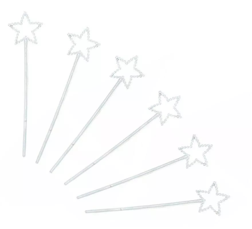 Translation missing: de.Pack de 6 Varitas estrellas plateadas de 23 cm colores surtidos