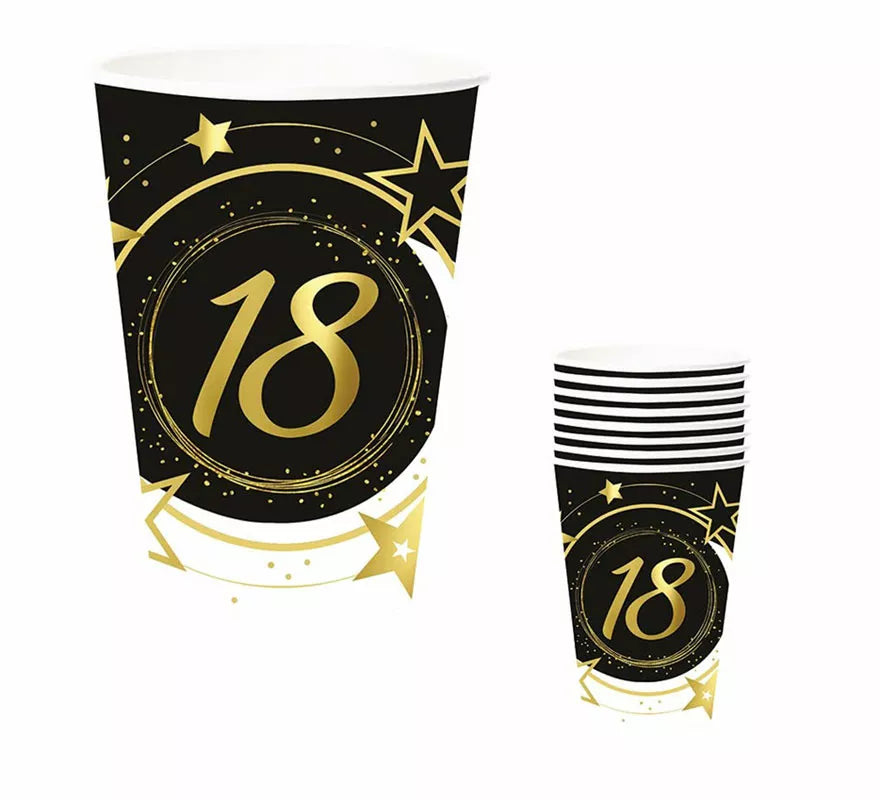 Translation missing: de.Pack de 6 Vasos 18 Años Cumpleaños y Aniversarios de 240 ml (90 cm)