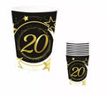 Pack de 6 Vasos 20 Años Cumpleaños y Aniversarios de 240 ml (90 cm)