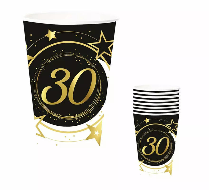 Translation missing: de.Pack de 6 Vasos 30 Años Cumpleaños y Aniversarios de 240 ml (90 cm)