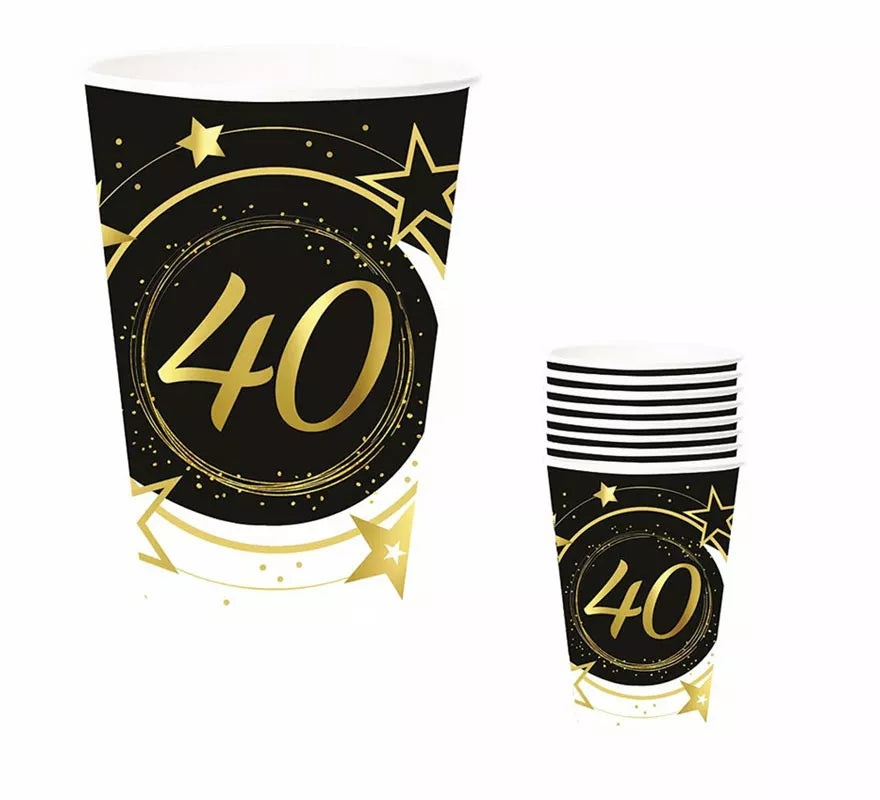 Translation missing: de.Pack de 6 Vasos 40 Años Cumpleaños y Aniversarios 240 ml (90 cm)
