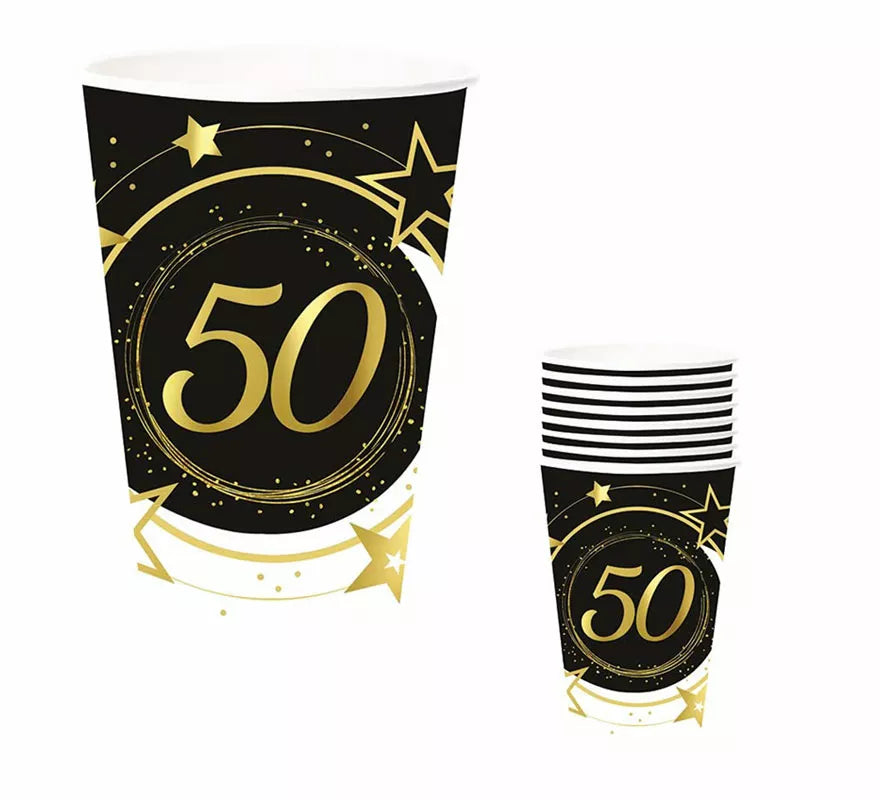 Translation missing: de.Pack de 6 Vasos 50 Años Cumpleaños y Aniversarios de 240 ml (90 cm)
