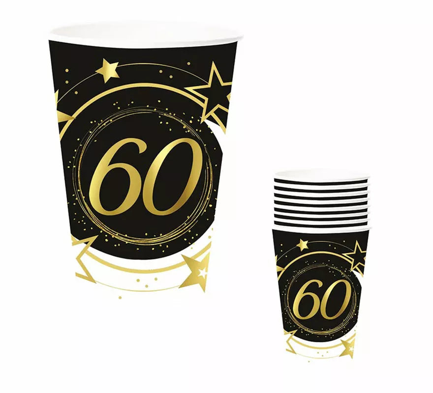 Translation missing: de.Pack de 6 Vasos 60 Años Cumpleaños y Aniversarios de 240 ml