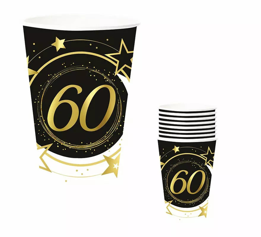 Translation missing: de.Pack de 6 Vasos 60 Años Cumpleaños y Aniversarios de 240 ml