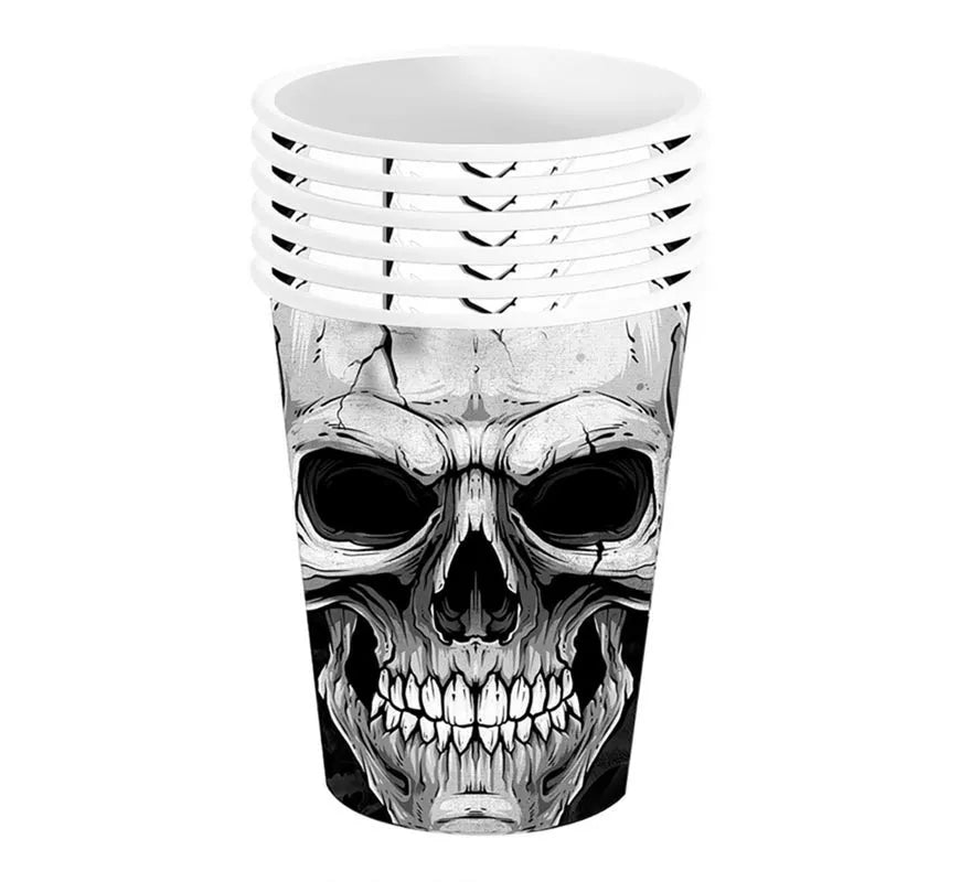 Pack de 6 Vasos Calavera Temible de 240 ml