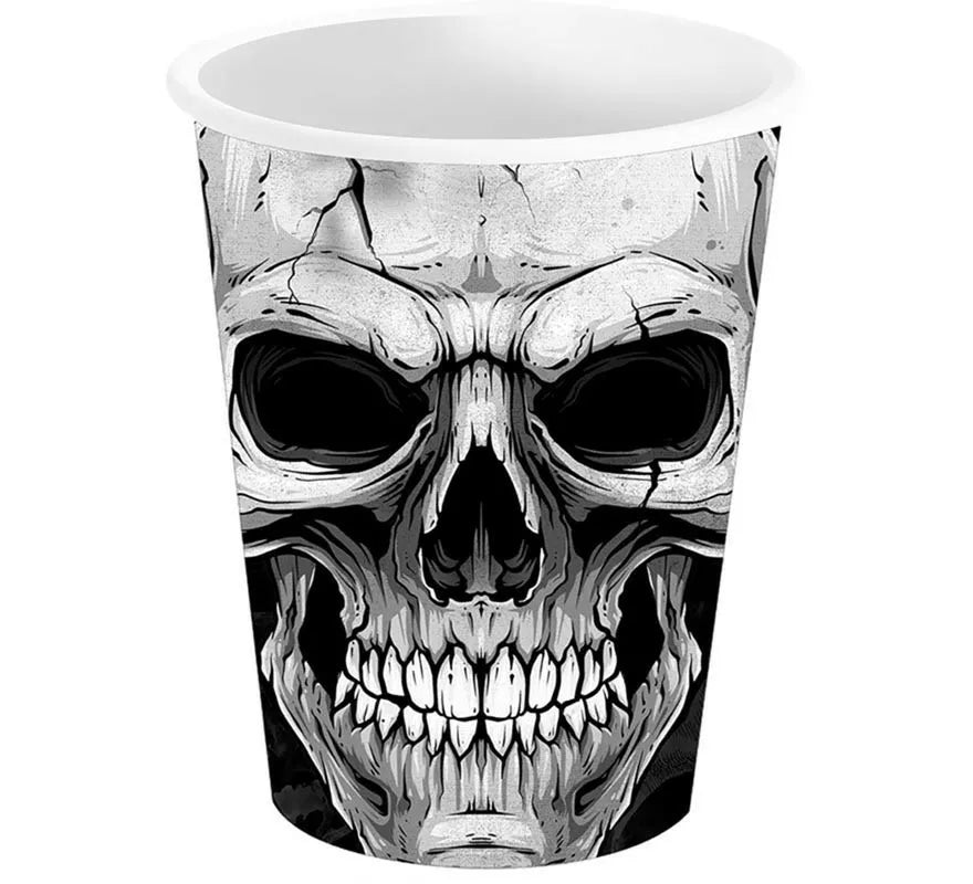 Pack de 6 Vasos Calavera Temible de 240 ml