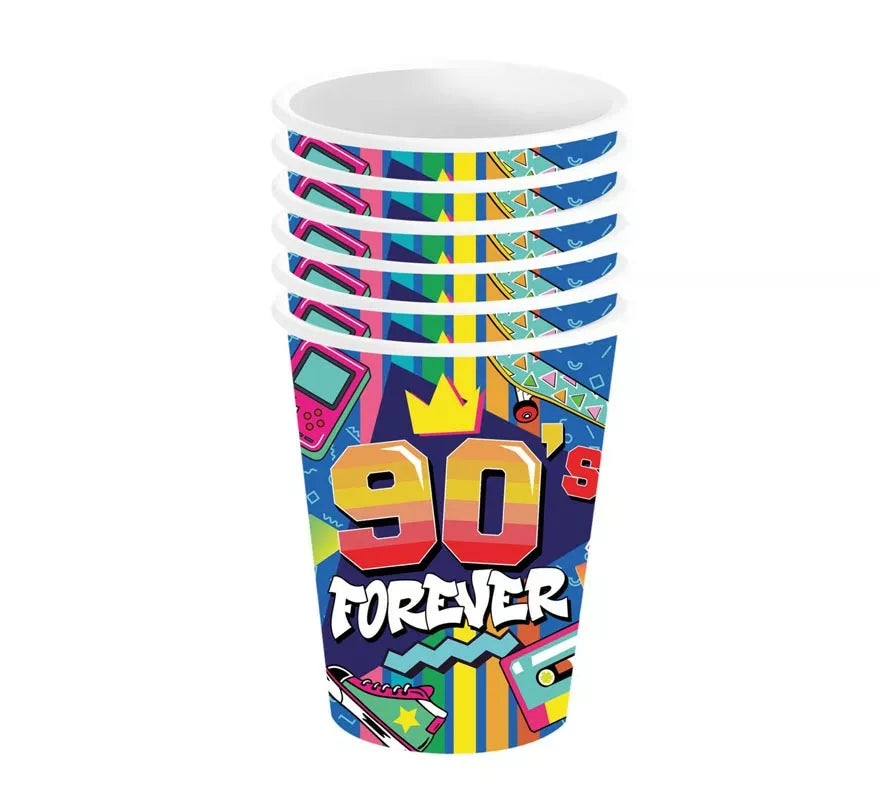Pack de 6 Vasos de los años 90 de 240 ml