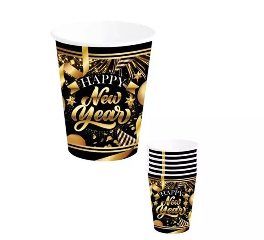 Translation missing: de.Pack de 6 Vasos Happy New Year 240 ml y 9 cm