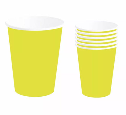 Pack de 6 Vasos Neón Amarillo de 240 ml (90 cm)
