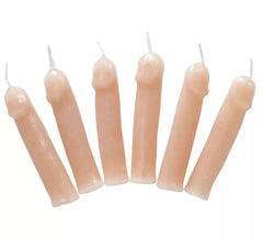 Packung mit 6 Wachskerzen in Penisform
