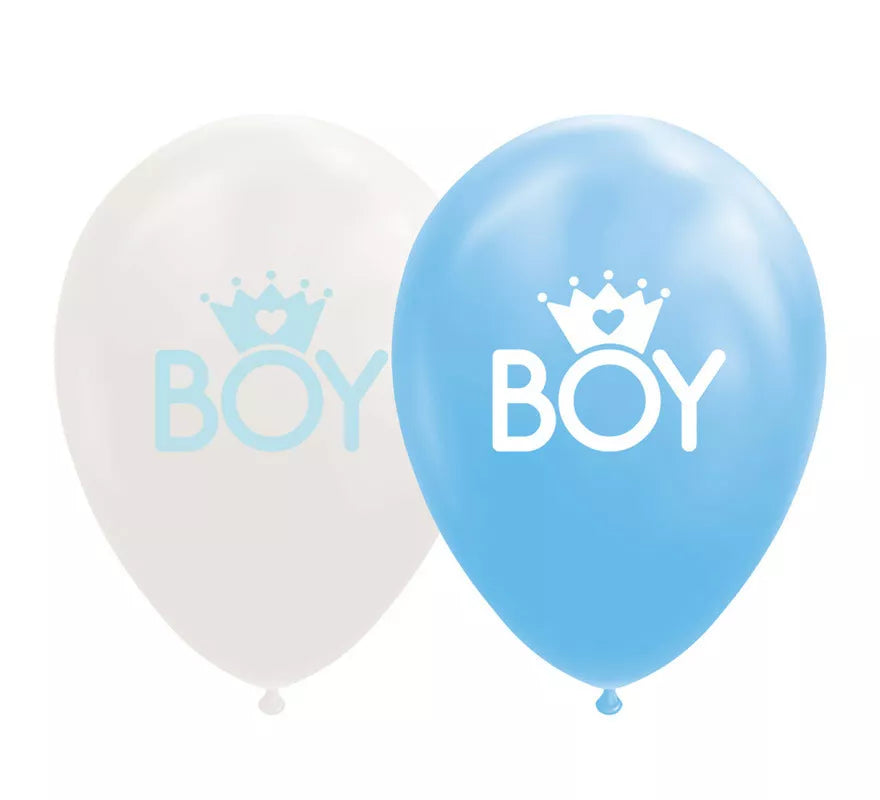 Translation missing: de.Pack de 8 Globos Bebé de Color Azul/Blanco de 30 cm
